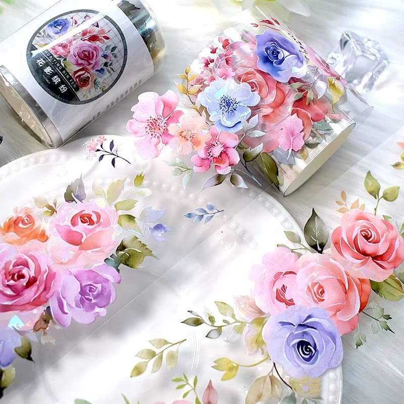 Rouleau d'autocollants Washi en PET, 2 m/rouleau, ruban de masquage décoratif Transparent pour Scrapbooking, fournitures pour journal intime, artisanat de bricolage