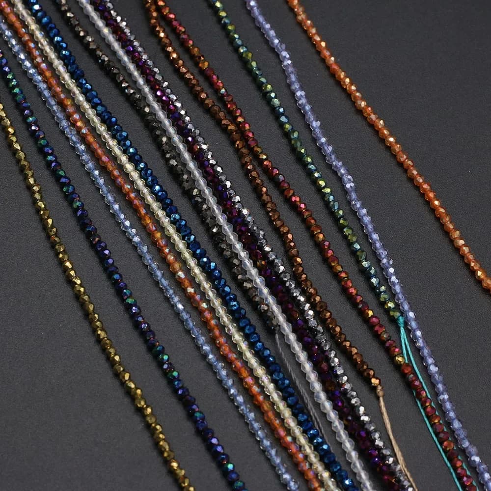 Perles Rondes en Pierre Naturelle, Mélange de Petites Perles d'Espacement à Facettes, pour Bijoux de Bureau, Accessoires de Collier, DIY