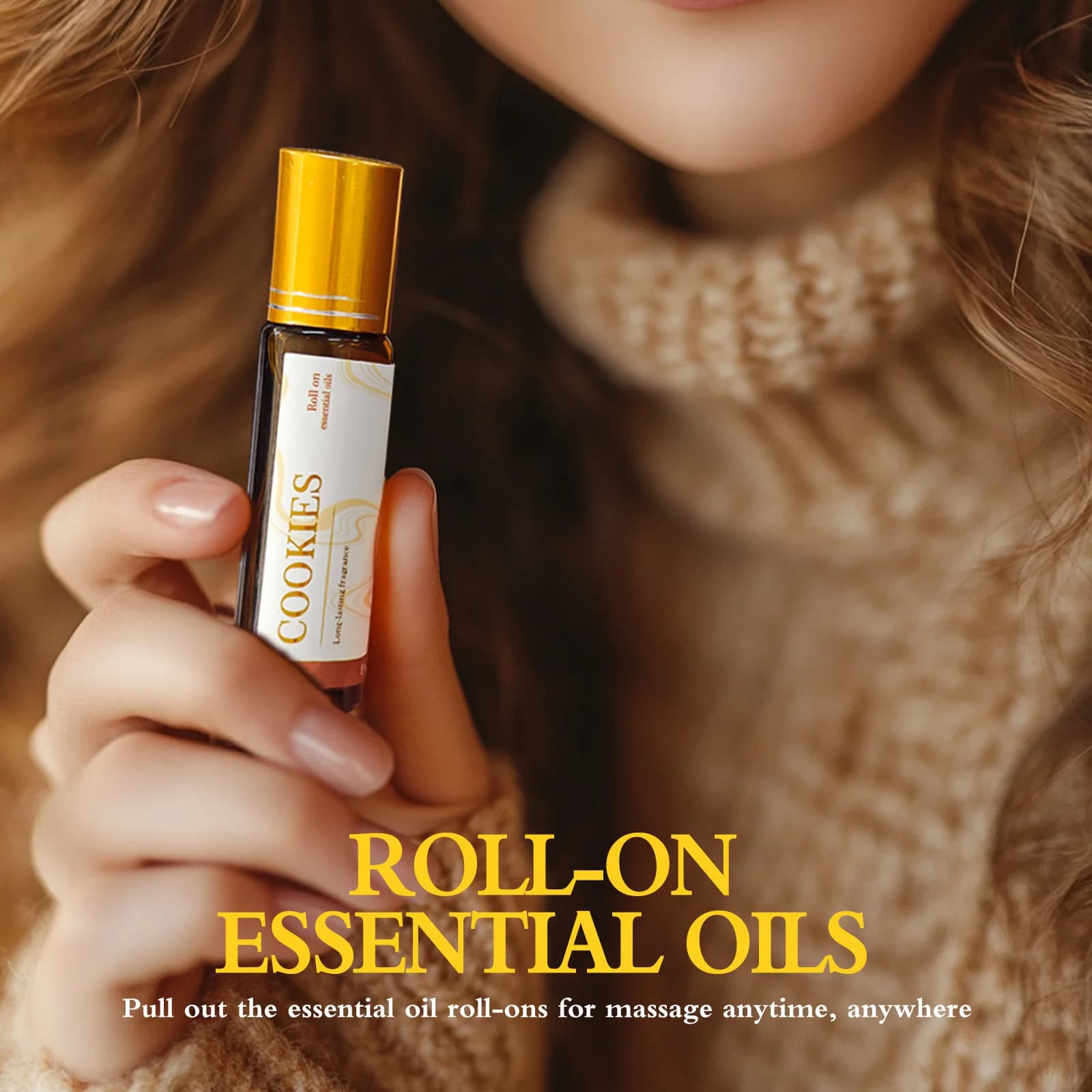 2PC/1PC 10ml Huiles essentielles roll-on au chocolat, musc et menthe poivrée, parfum longue durée