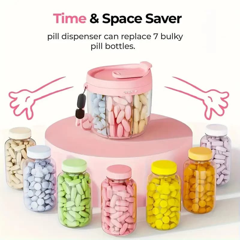 Boîte de rangement portable à 7 compartiments pour compléments vitaminiques, organisateur de capsules énergisantes avec conception anti-erreur