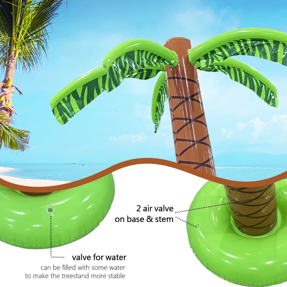 Palmier Gonflable Tropical, Grande Palmier Coco Gonflable pour Fêtes Hawaïennes et Luau, Décoration d'Été pour Piscine et Jardin