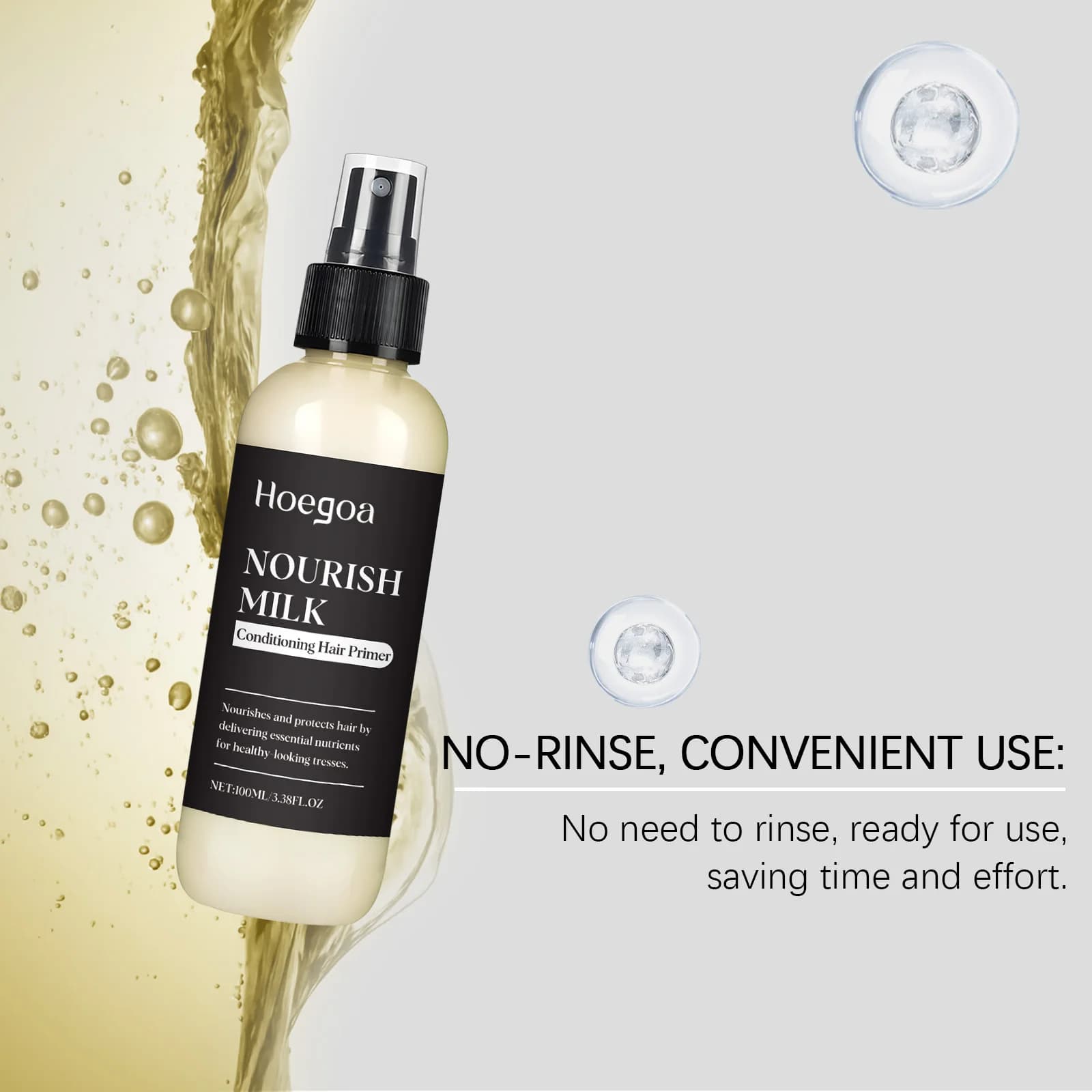 Lait sans rinçage dans les cheveux, avec extrait d'avoine, huile d'olive pour hydratation, brillance, Protection thermique, brume démêlante légère, sans rinçage