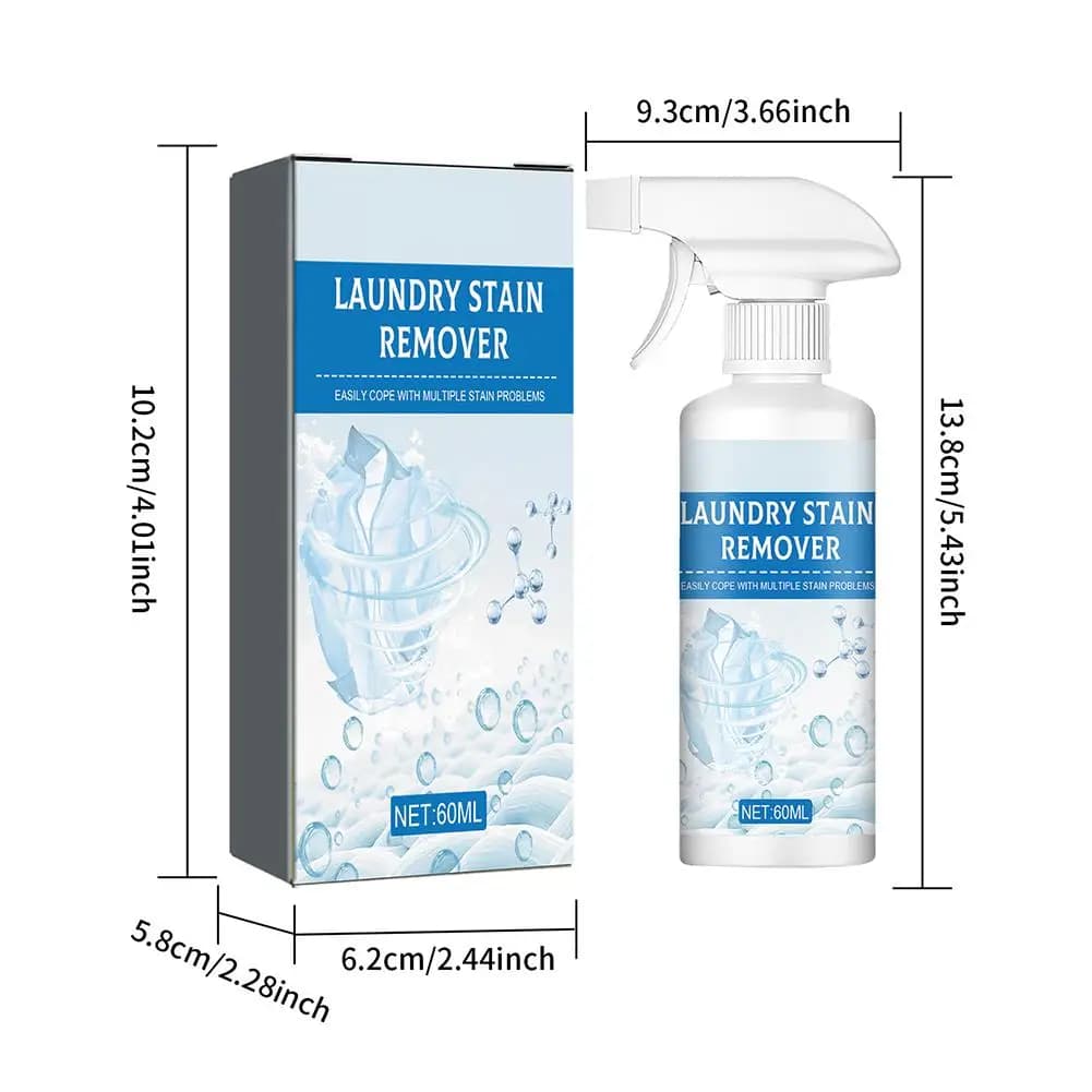 Spray détachant puissant pour vêtements 60 ml – Élimine graisse, huile, taches jaunes et saletés tenaces – Sans rinçage – Lavage à sec des tissus