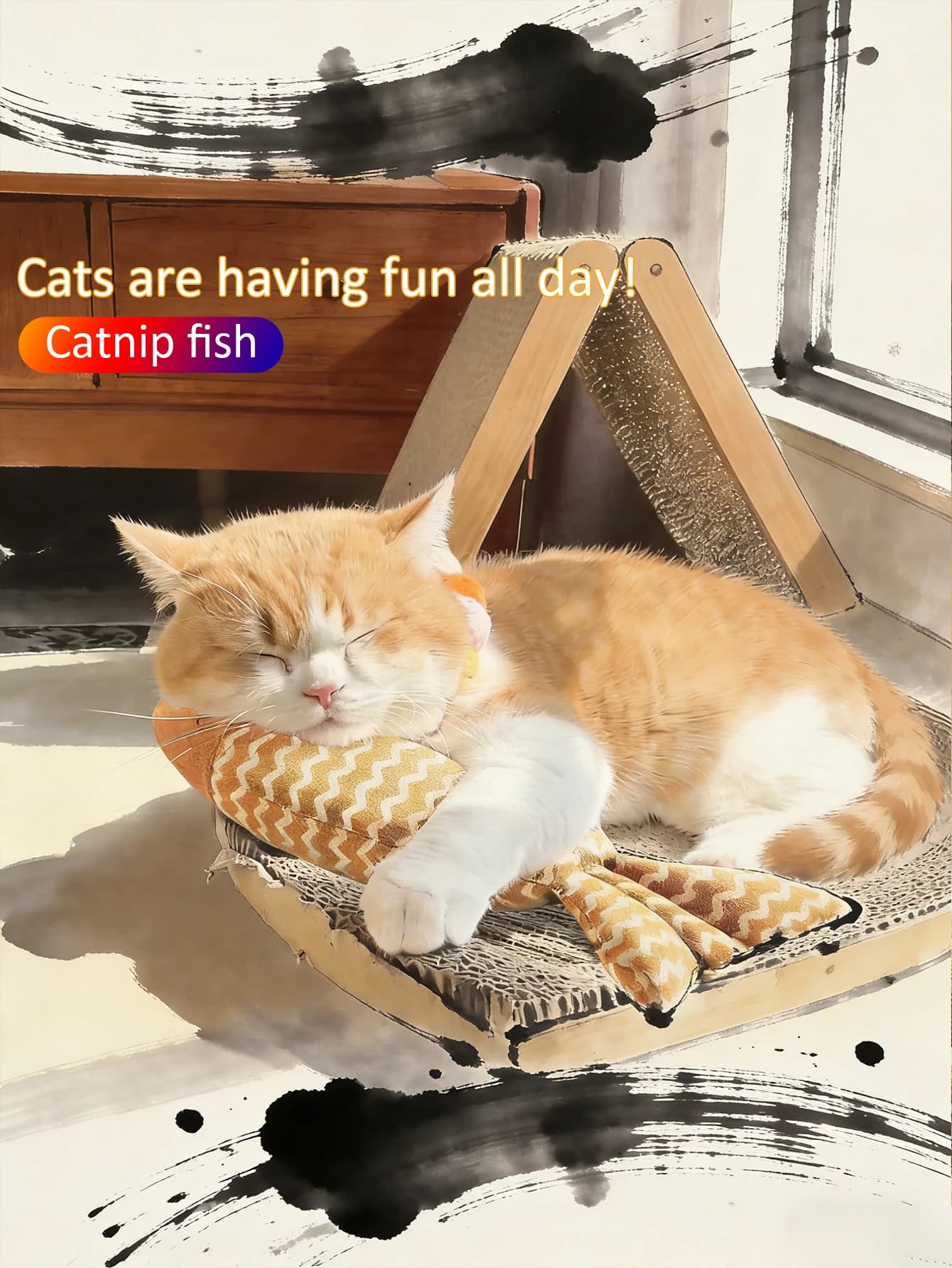 2 jouets pour chat, poisson à l'herbe à chat