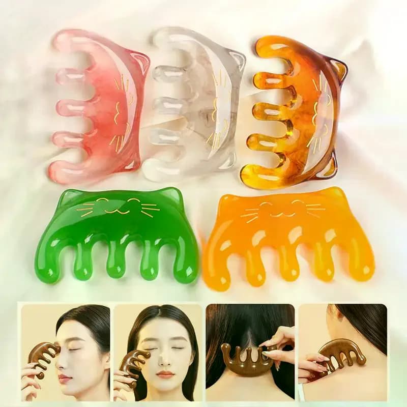 Peigne de massage Gua Sha pour le cuir chevelu et les méridiens, 1 pièce, outil facial, masseur de tête, soulage la tension crânienne, utilisation à domicile ou en spa