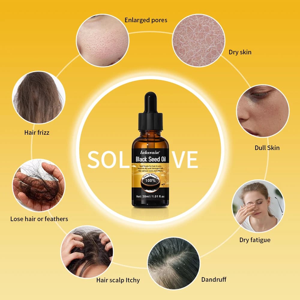 Sérum à l'huile noire naturelle pour cheveux secs et frisés