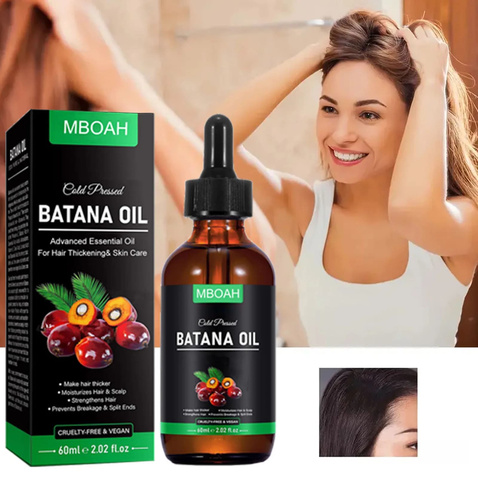 Nouveau Batana huile capillaire nourrissante renforcer réparation pointes fourchues dommages augmenter l'épaisseur des cheveux douceur huile essentielle pour cheveux denses