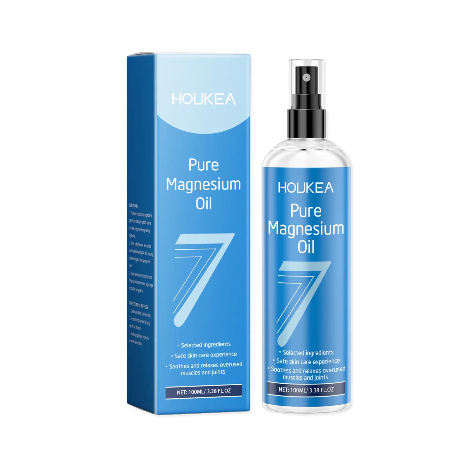 Huile minérale de magnésium en spray HOUKEA : Nourrit, hydrate et raffermit en douceur la peau – Soin hydratant et soin de la peau