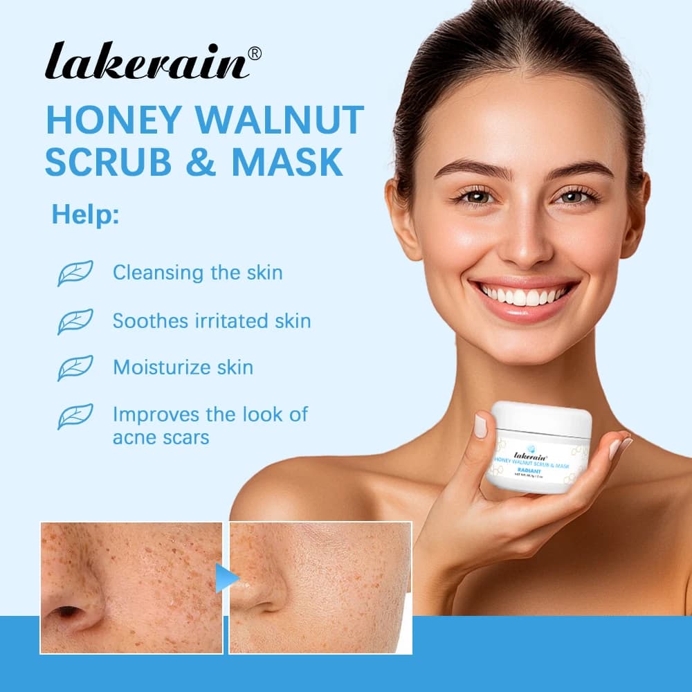Gommage et masque pour le visage, soin hydratant et nourrissant pour la peau, crème pour le visage au miel et aux noix, exfoliants pour le visage, soins pour la peau