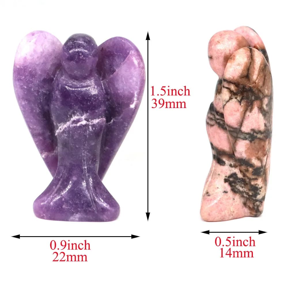 Statue d'ange gardien de 1.5 pouces, pierre naturelle, améthyste, cristal, gemme sculptée à la main, guérison Reiki, artisanat, décoration de la maison, cadeau d'amour