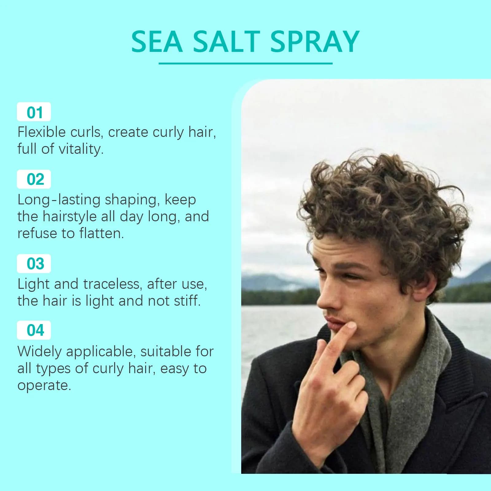 Spray coiffant au sel de mer, boucles paresseuses, définition, amélioration, épaissir, forte tenue, Non gras, moelleux, vague naturelle, huile nourrissante pour cheveux