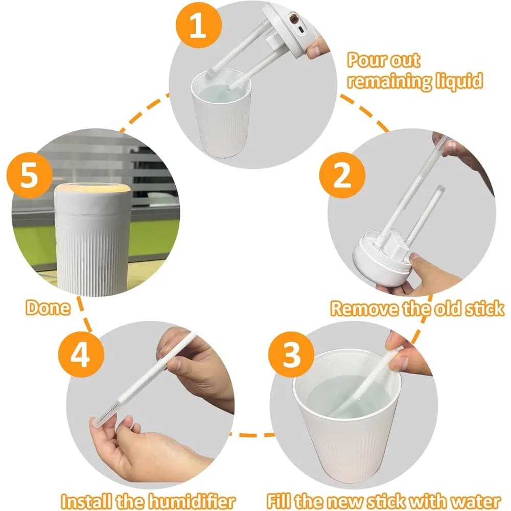 10 pièces humidificateur bâton filtre recharge 8X150MM filtre recharge bâtons mèches remplacement pour Portable personnel USB alimenté humidificateur