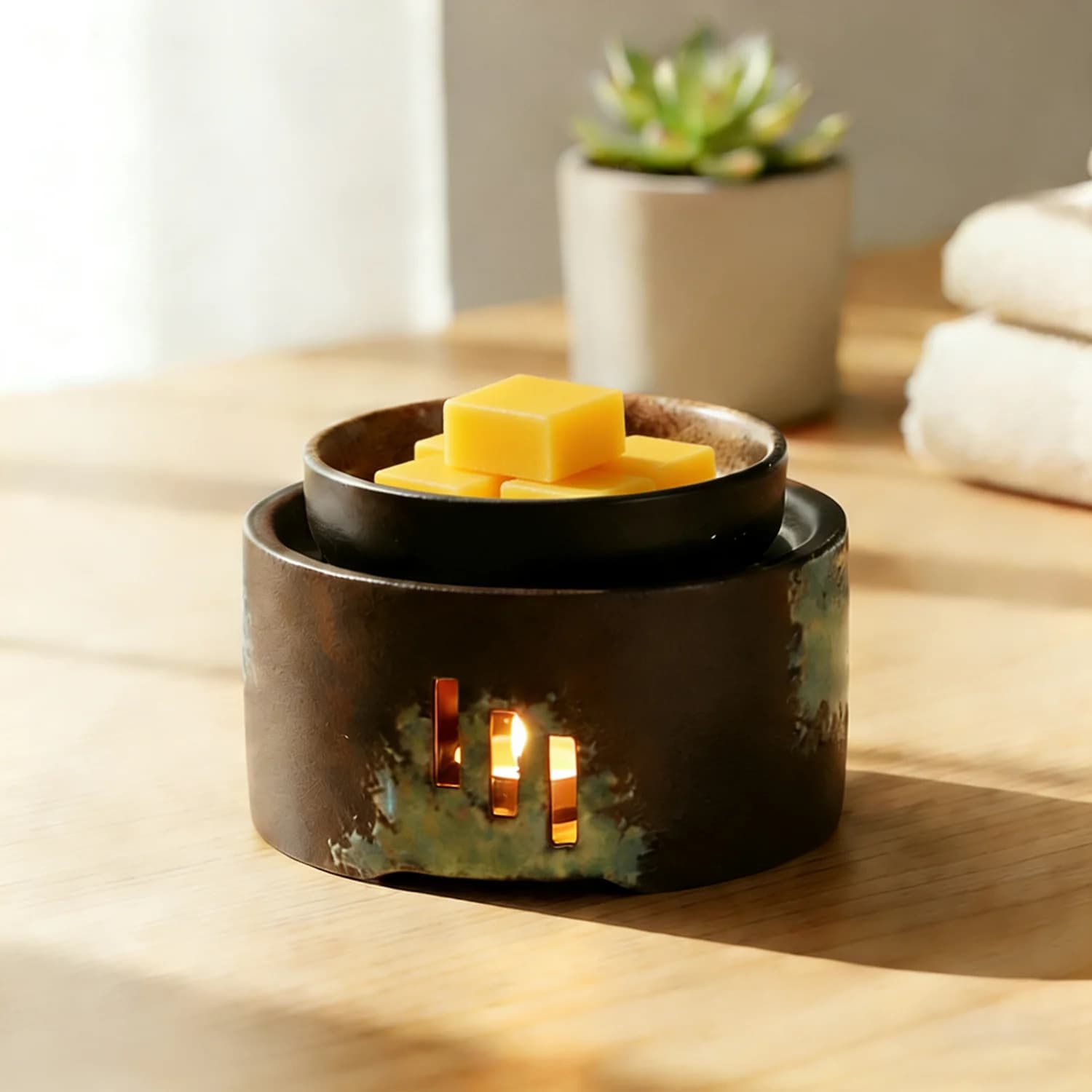 Brûleur d'huiles essentielles en céramique, chauffe-cire, support chauffant pour bougies, diffuseur d'huiles essentielles pour spa et aromathérapie