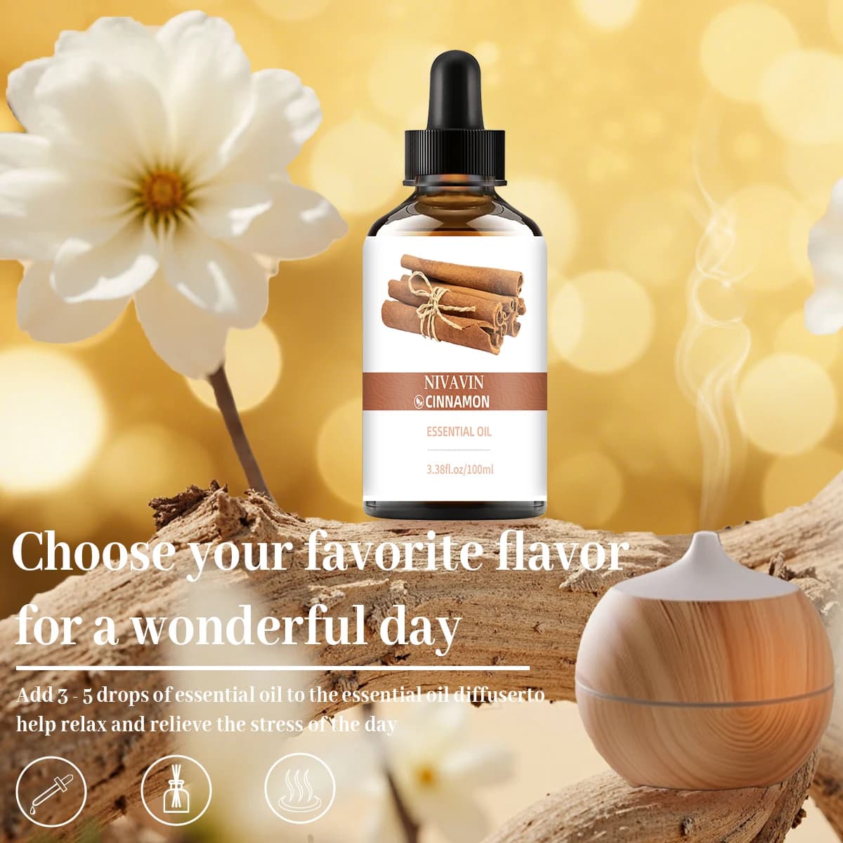 NIVAVIN Huile essentielle de cannelle 30ml/60ml/100ml