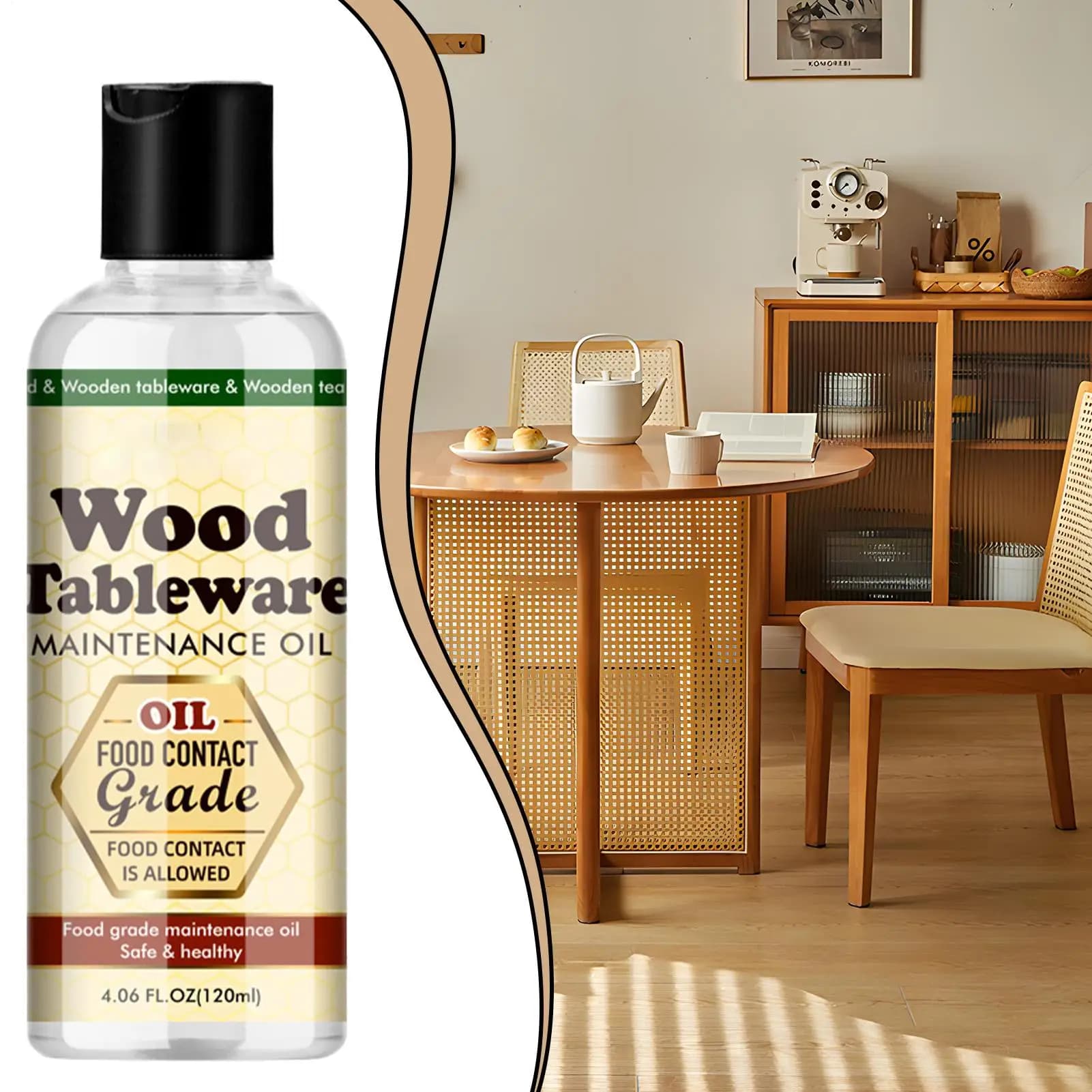 Huile d'entretien pour planches à découper en bois 120 ml, huile de conditionnement pour service à thé, huile de maintenance pour meubles en bois, vaisselle et planches à découper