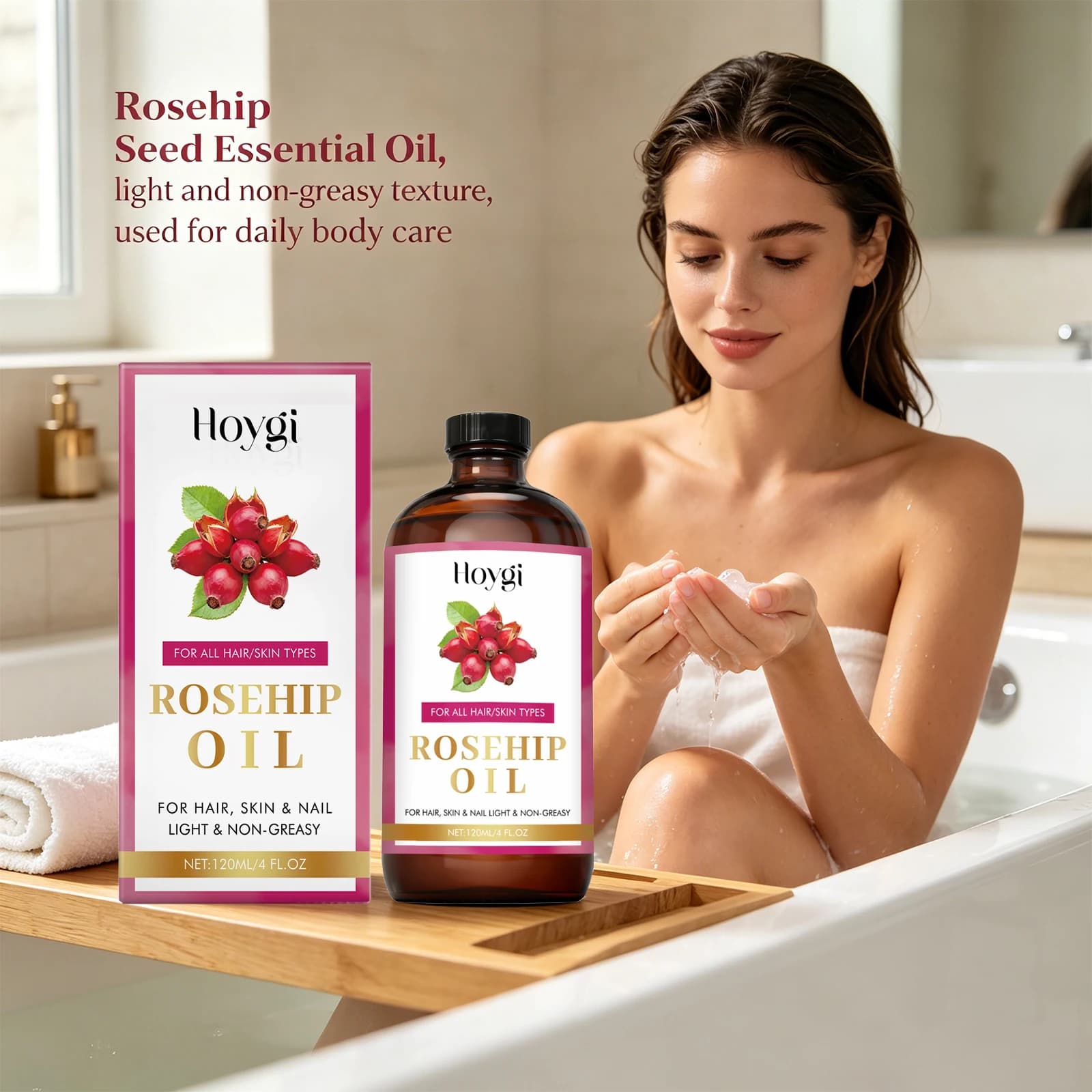 Huile Essentielle Apaisante de Graines de Rose Musquée pour Cheveux