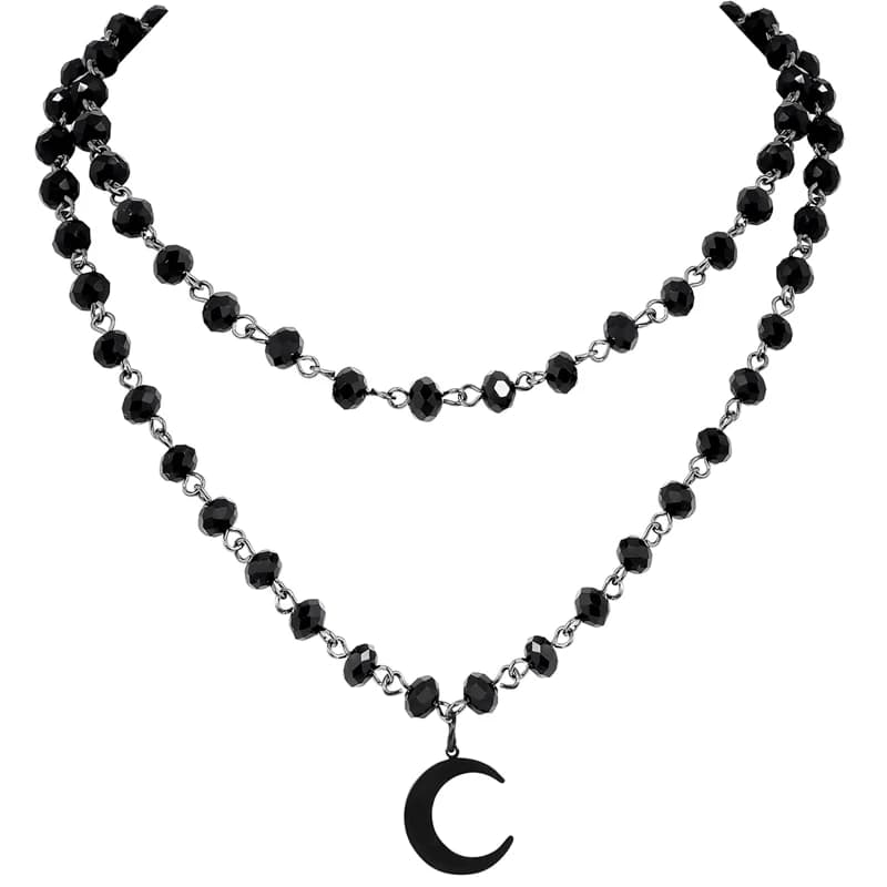 Tour de cou gothique en forme de croissant de lune noire, colliers de lune noire pour femmes, bijoux gothiques, cadeaux d'anniversaire de noël