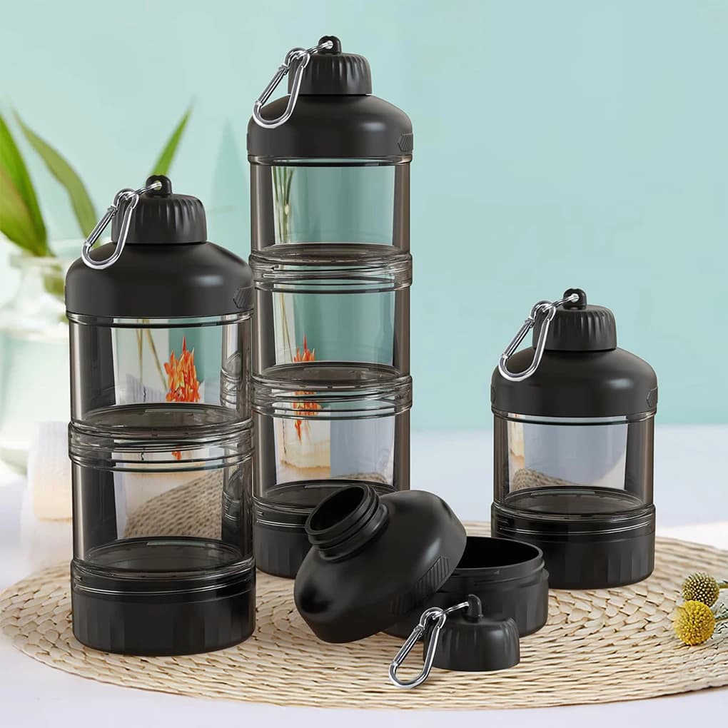 Boîte distributrice de poudre de protéines avec et boîte pour le stockage des aliments, PC de qualité alimentaire, adaptée aux exercices de gymnastique transparent