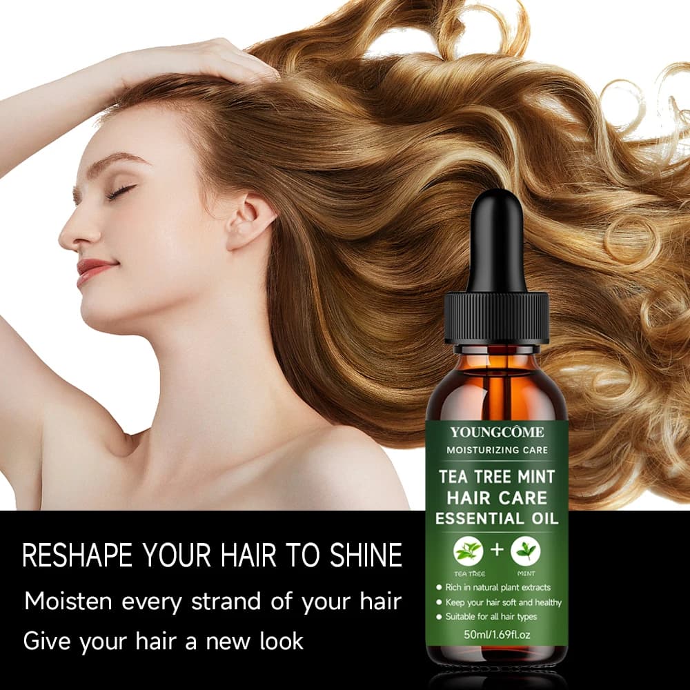 YOUNGCOME Huile essentielle de soin capillaire à l'arbre à thé et à la menthe poivrée : traitement naturel hydratant et nourrissant pour tous les types de cheveux 2025