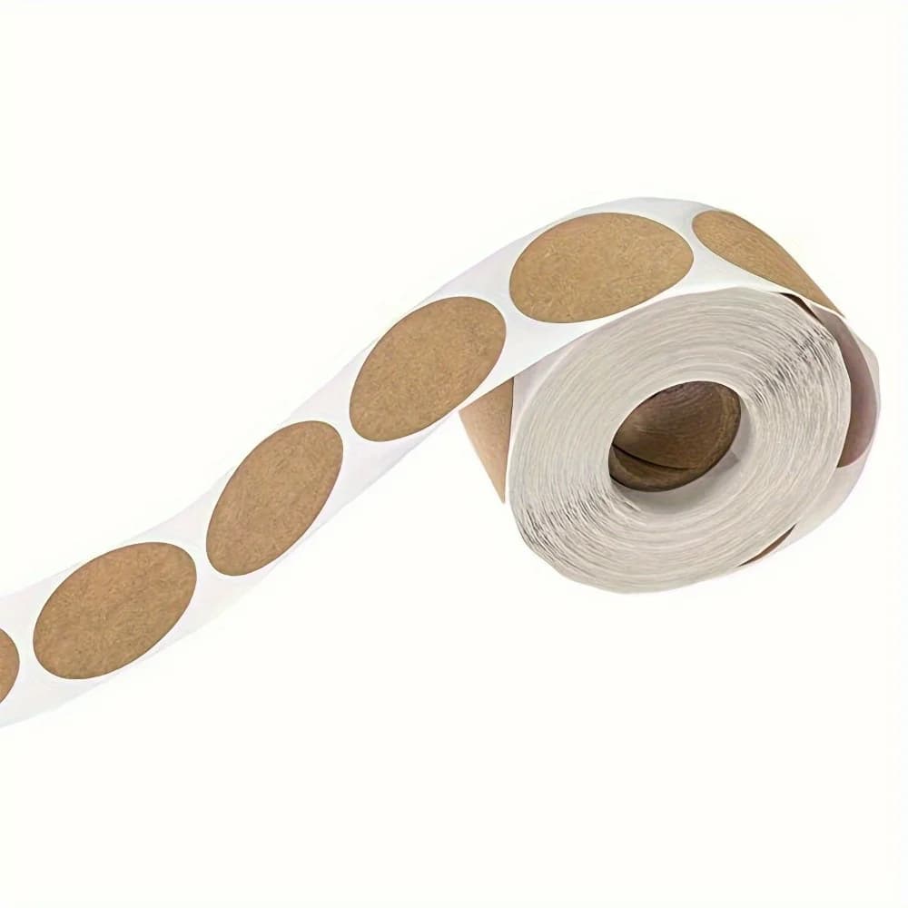 500 pièces/1 rouleau, étiquettes autocollantes rondes en papier kraft