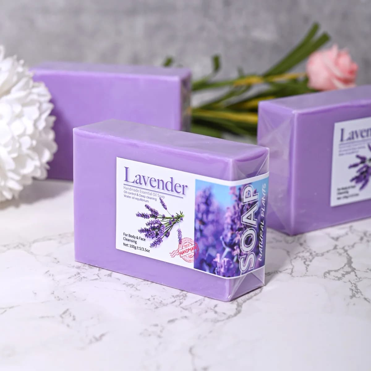 Savon à l'huile essentielle de lavande biologique naturel, fait à la main pour le corps et le visage, nettoyage en profondeur, rafraîchissant, contrôle de l'huile, savon de bain, 1 pièce