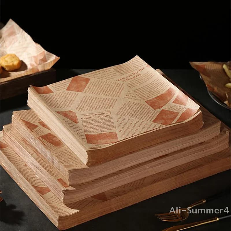 Papier résistant à l'huile pour emballer le Sandwich, emballage de hamburger, pain frit, friteuse, cuisson à l'air, assiette en papier, tapis, accessoires, 50/100 pièces