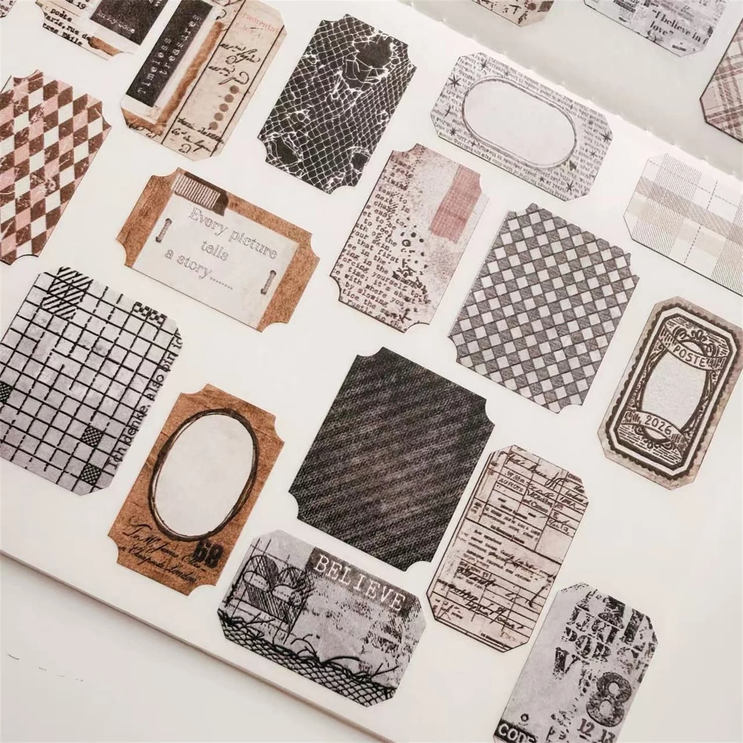 Rouleau d'autocollants décoratifs vintage pour pages de journal, étiquettes et histoires, pour la création de cartes DIY et le scrapbooking
