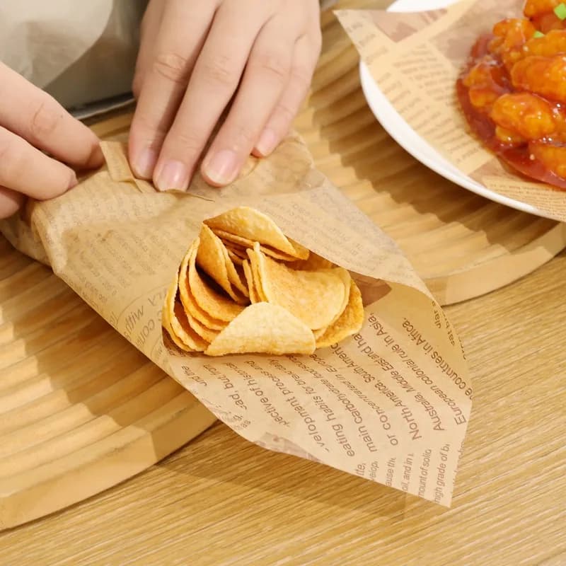 Feuille de papier résistante à l'huile, 50/100 pièces, papier d'emballage pour Sandwich alimentaire, Style journal, papier Deli résistant à la graisse pour emballer le pain aux hamburgers