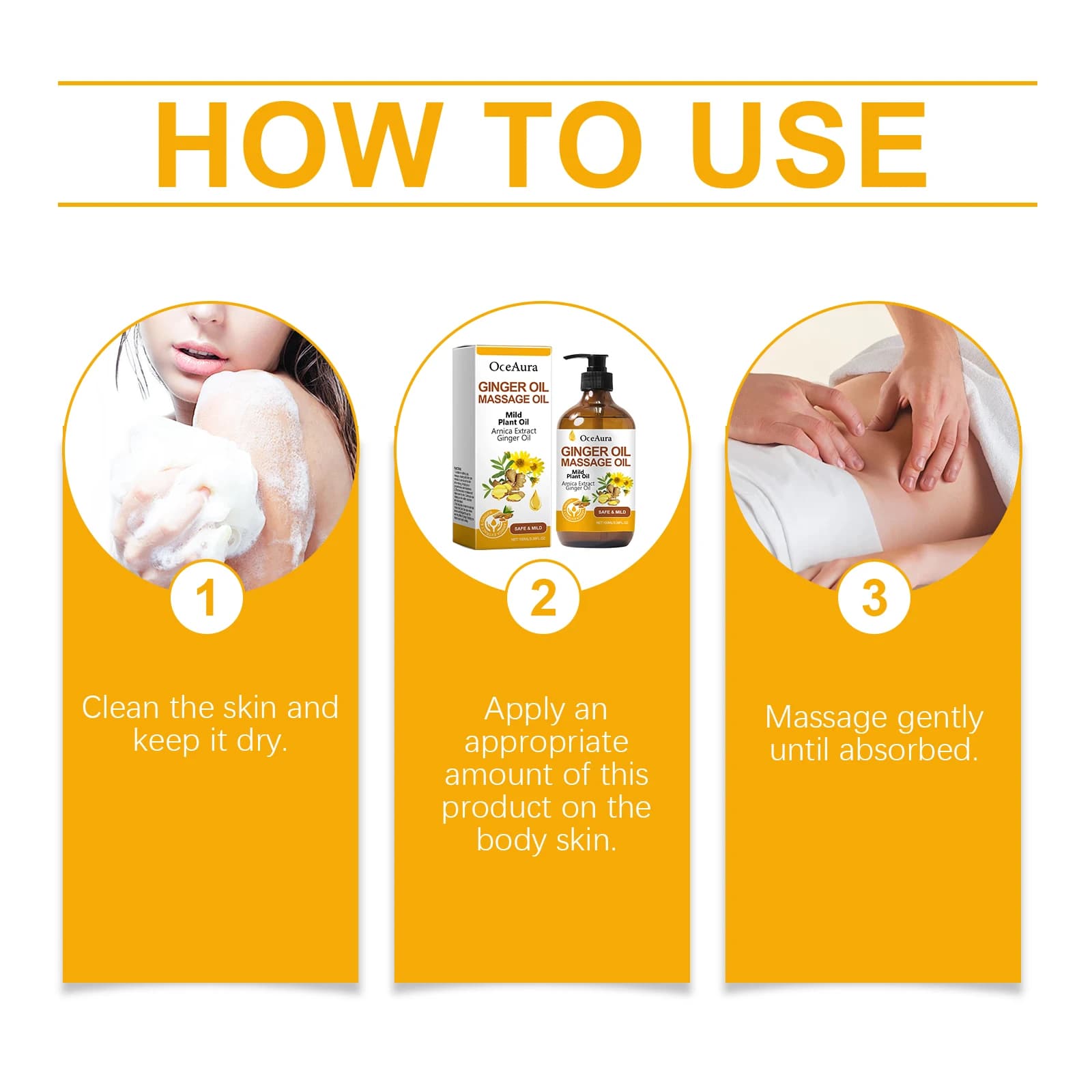 Huile Essentielle de Massage au Gingembre 100ml – Soin Quotidien Raffermissant pour le Corps