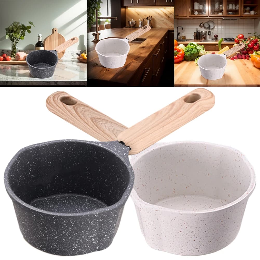 Poêle à huile chaude avec manche en bois, marmite de fusion de poupée, petite casserole, poêle à frire antiarina pour cuisine, induction, cuisinière à gaz, camping