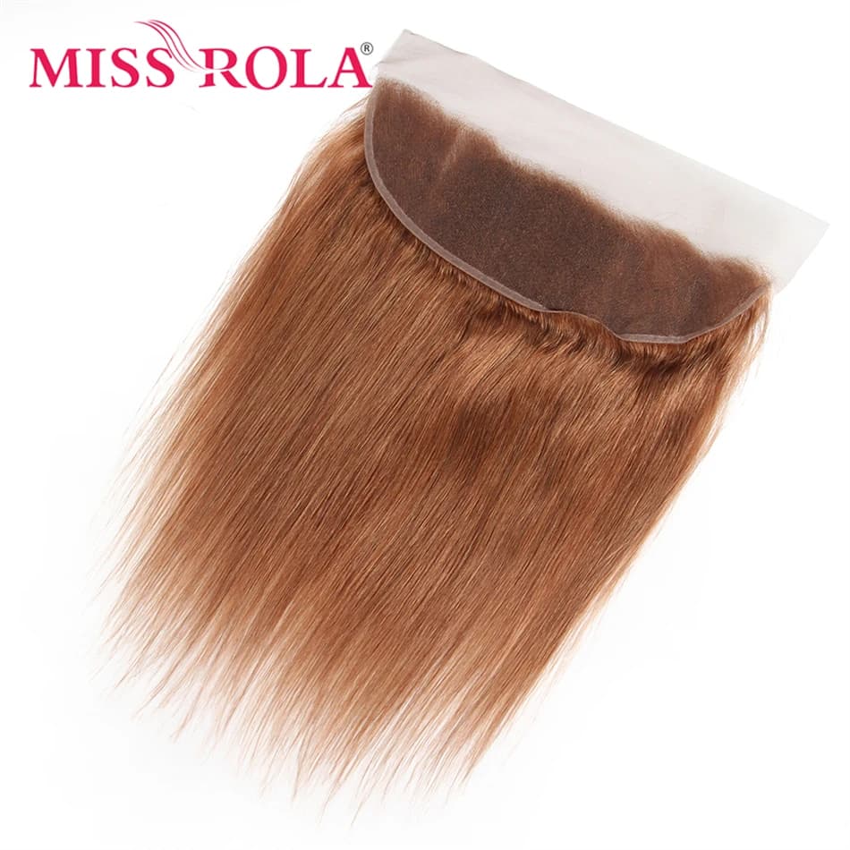 Miss Rola 13x4 Lace Frontal Closure Cheveux Humains Brésiliens Remy Lisses de l'oreille à l'oreille Couleur Ombrée avec Baby Hair