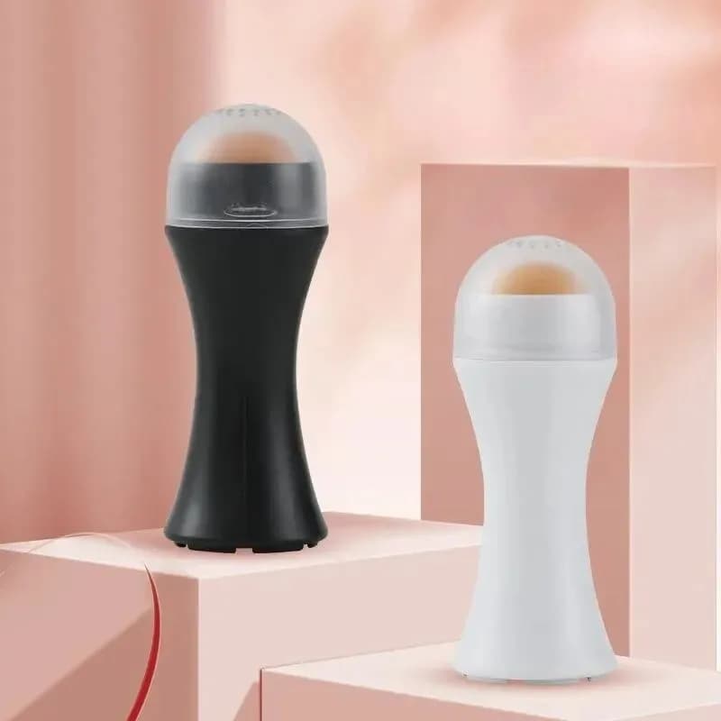Rouleau facial absorbant l'huile volcanique-outil de buvard d'huile réutilisable Portable, pierre de lave naturelle pour le contrôle de la brillance et la peau mate, Mak