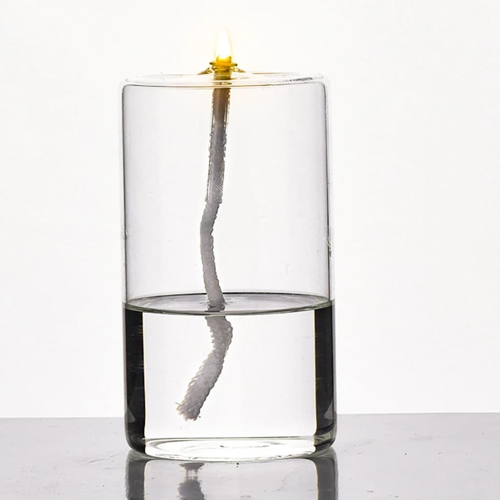 Bougie à huile en verre rechargeable
