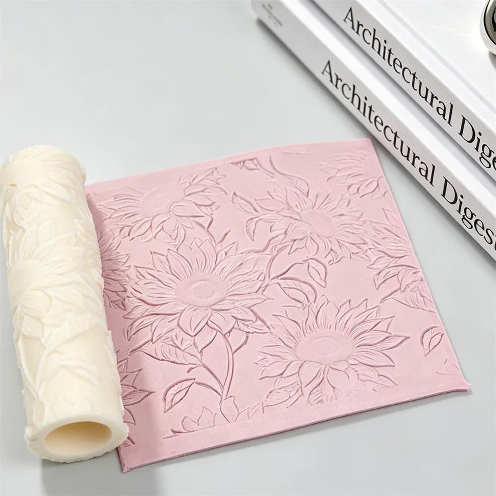 Rouleau à embosser motif tournesol, rouleau texturé floral pour la fabrication de bougies et de savons, rouleau pour pâte polymère, rouleau pour boucles d'oreilles en argile, création de bijoux