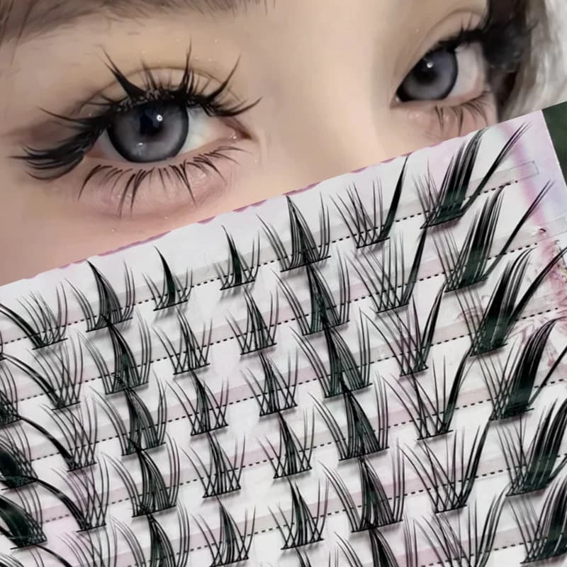 Fox Eye Effect Manga faux cils rouleau épais déformé segmenté individuel Cluster Extensions