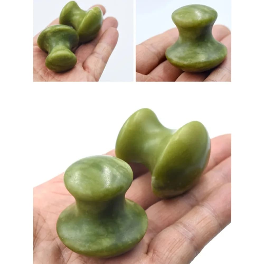 Rouleau de massage facial en pierre de quartz vert naturel, forme champignon, pour le soin des yeux et du cou, outil de beauté et de santé amincissant