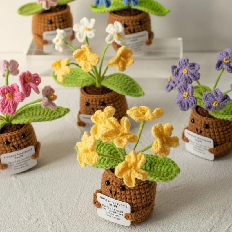 Jolie fleur au Crochet en pot, mots d'encouragement, ne me oubliez pas, crochet orange convolia, ornement de réchauffement de cœur