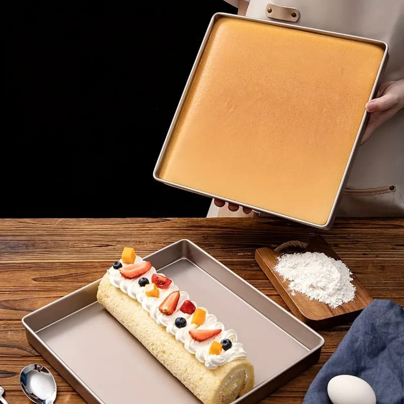 Moule de cuisson carré profond de 28x28 cm (11 pouces) pour gâteau roulé, moule de cuisson antiadhésif domestique pour nougat et pâtisserie flocon de neige