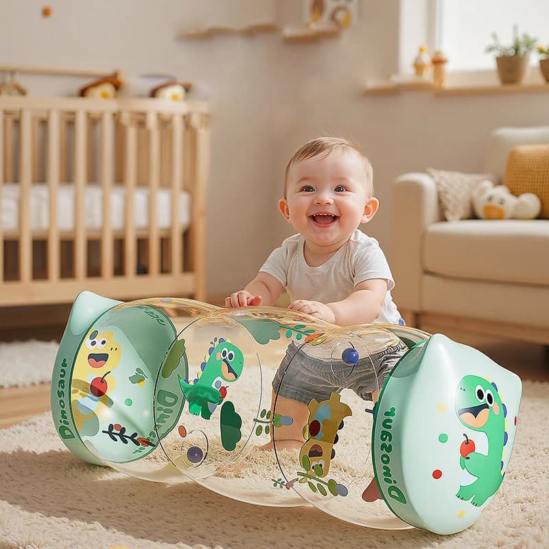 Jouets gonflables Montessori pour bébés, rouleaux d'éveil pour le temps sur le ventre, rouleaux d'exercice pour nourrissons et tout-petits de 0 à 6 à 12 mois