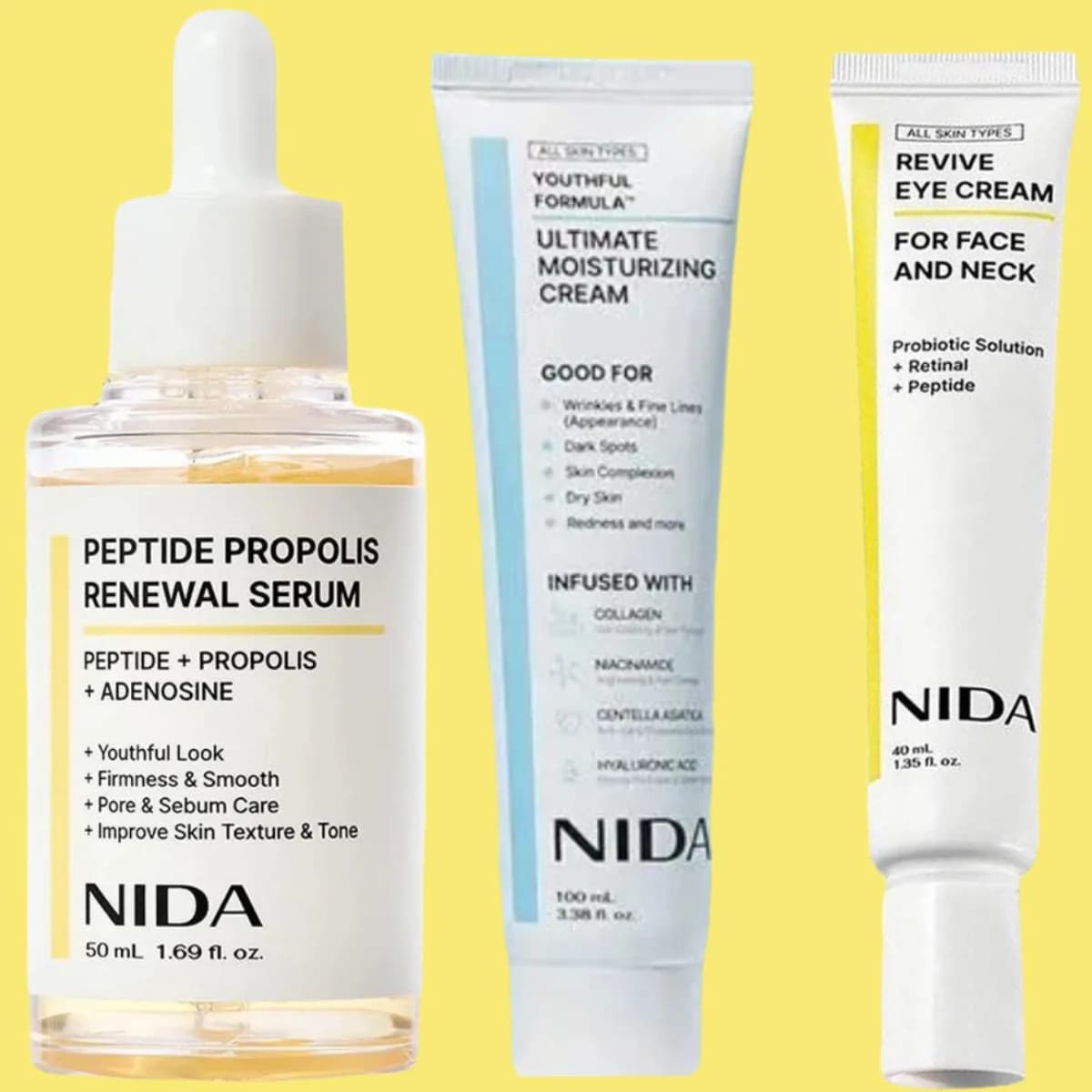 NIDA Propolis Peptide rajeunissement sérum pour le visage barrière cutanée Double réparation sérum crème raffermissante et lissante ensemble de soins de la peau du visage