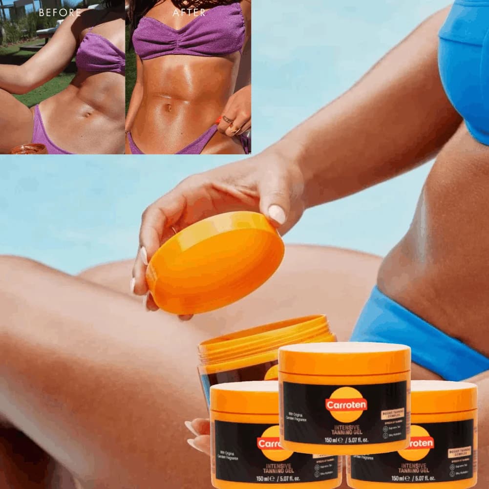 Gel bronzant chatoyant à la carotte - Lotion bronzante sans soleil pour le visage et le corps
