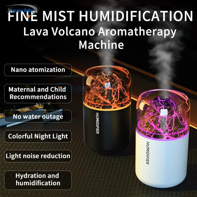Mini humidificateur d'air USB 180ML, diffuseur d'huile essentielle et d'arôme, volcan créatif, brume lumineuse colorée, purificateur pour voiture, maison, chambre à coucher