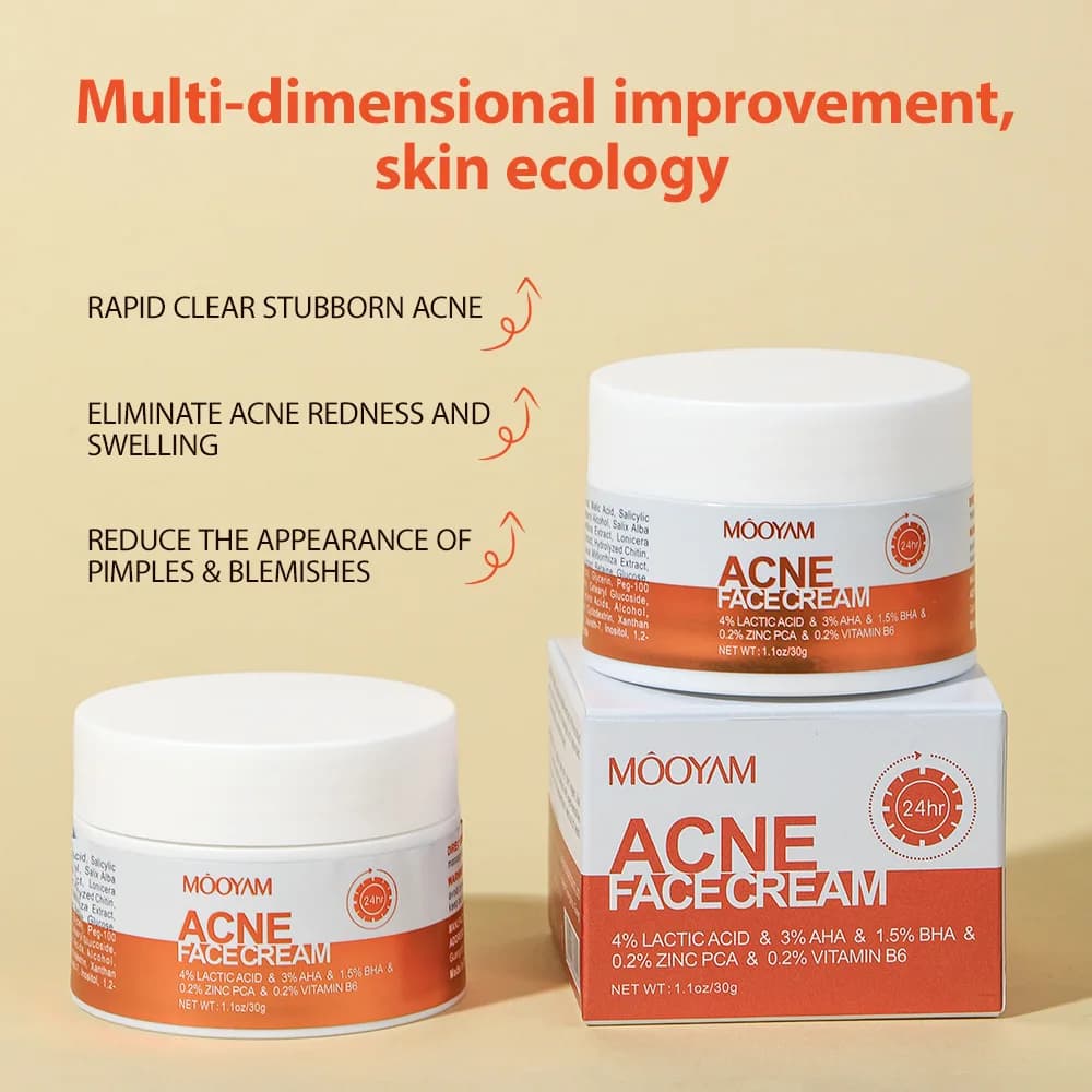 Crème Visage Anti-Acné aux Herbes, Gel Améliorant l'Acné, Atténue les Cicatrices d'Acné, Resserre les Pores, Élimine les Pores Dilatés et les Boutons, Illumine le Teint