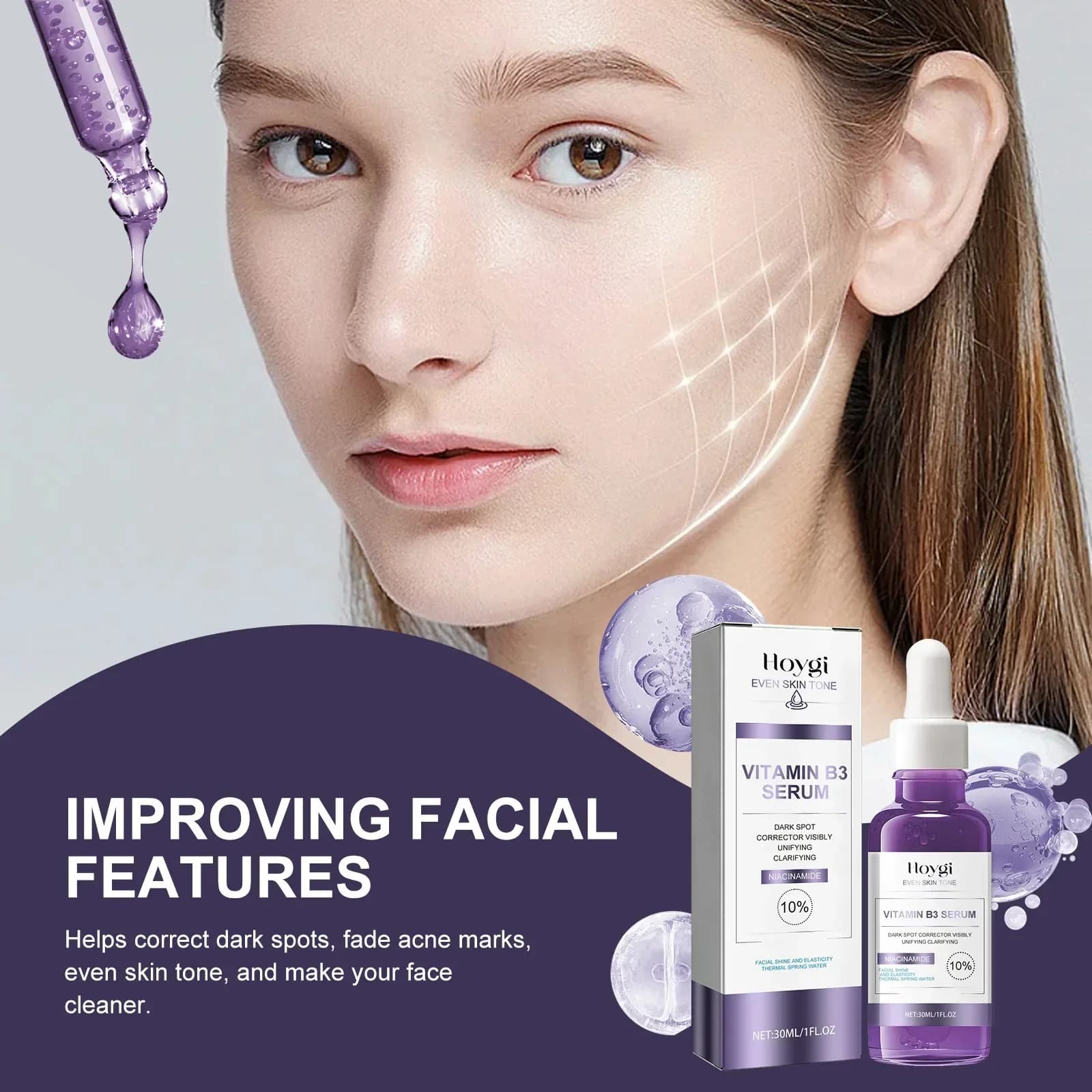 Sérum Anti-rides pour le visage, élimination des taches foncées, Anti-vieillissement, estompe les marques d'acné, ridules lisses, raffermissant, vitamine B3, Essence blanchissante
