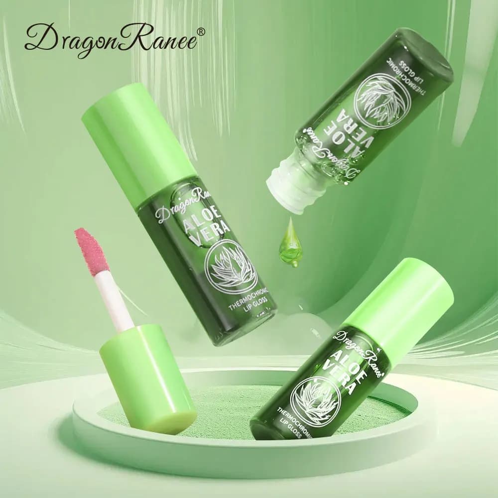 Baume à lèvres hydratant à l'aloe vera changeant de couleur, gloss naturel à l'aloe vera, gloss à lèvres changeant de couleur selon la température, soin nourrissant pour les lèvres