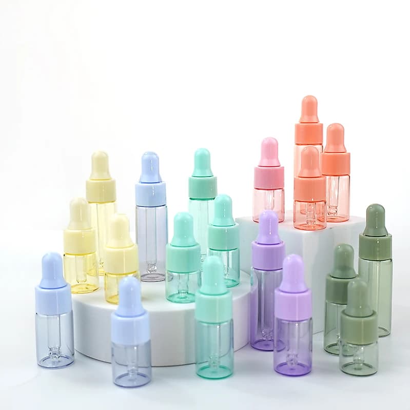 7/30/50/100 pièces Flacons compte-gouttes en verre pour huiles essentielles 5ml, 1ml, 2ml, 3ml, Mini flacon échantillon de voyage Macaron pour sérum de soin de la peau