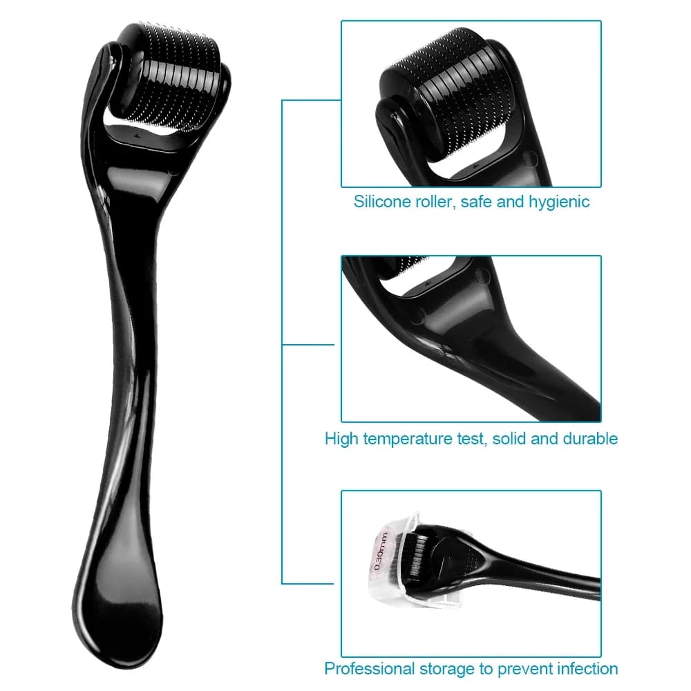 DRS 540 rouleau Derma en titane pour le visage pour la repousse des cheveux de la barbe Machine de soins de la peau du visage rouleau à micro-aiguilles noir outil de beauté