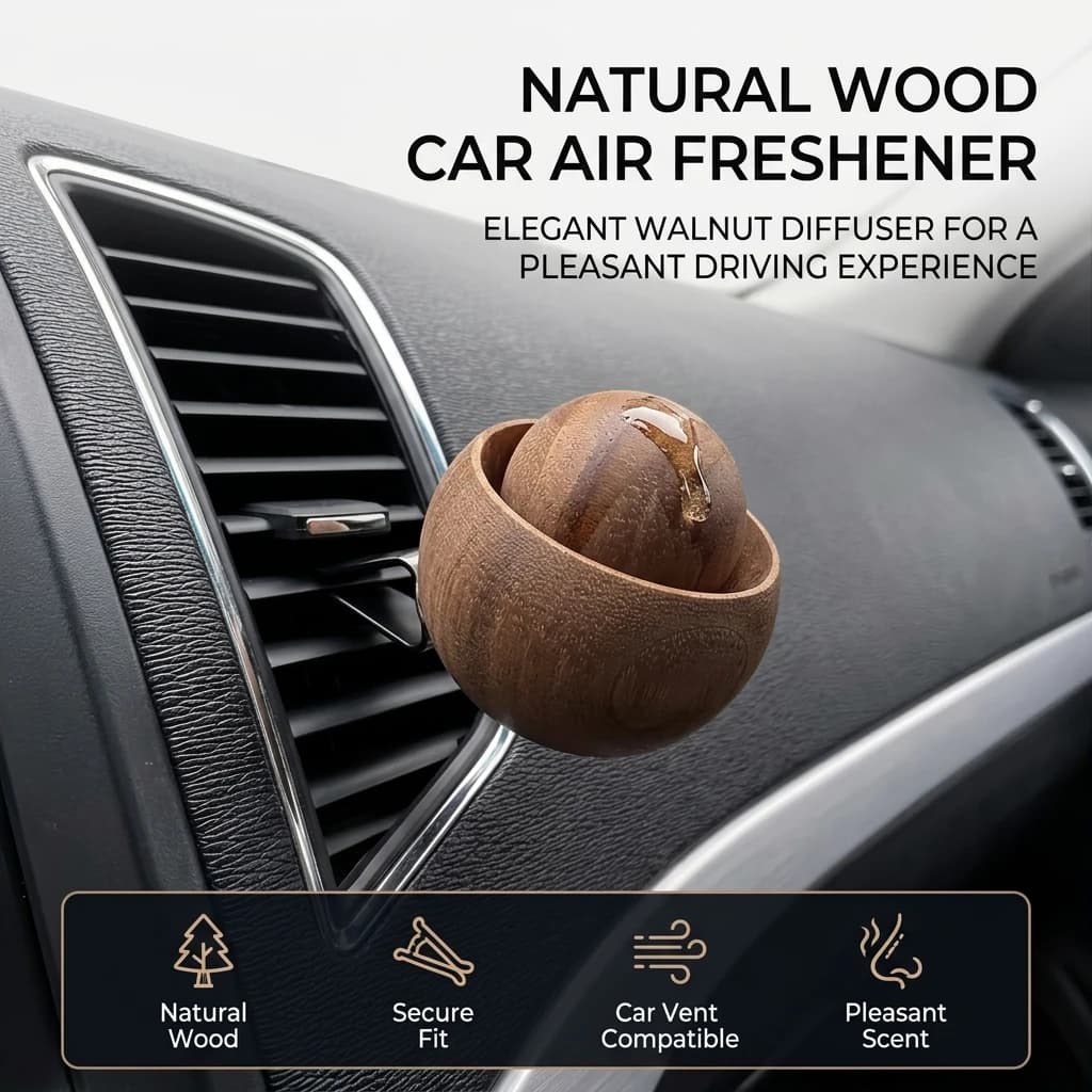 Diffuseur d'huiles essentielles pour voiture et maison - Fabriqué en bois, mini diffuseur de parfum naturel mignon, adapté à la chambre à coucher, au salon, à la salle de bain
