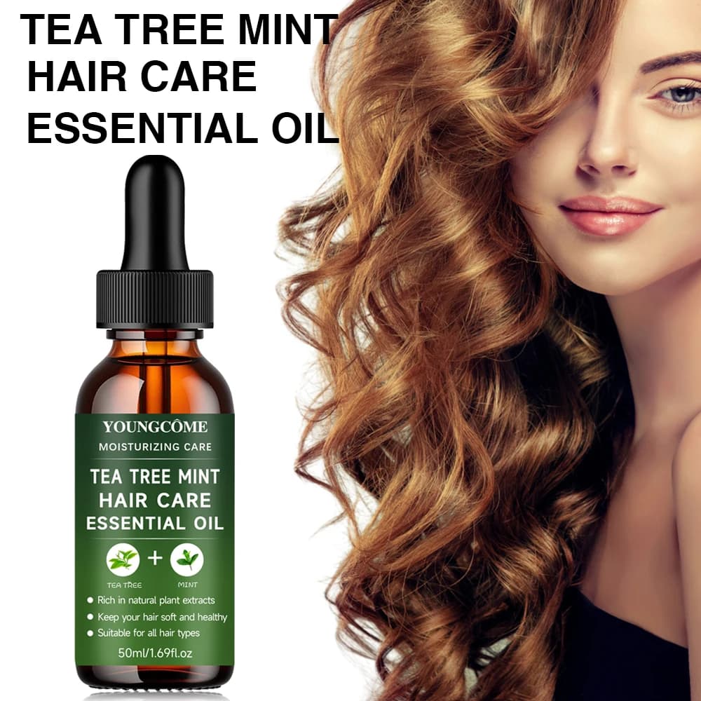 YOUNGCOME Huile essentielle de soin capillaire à l'arbre à thé et à la menthe poivrée : traitement naturel hydratant et nourrissant pour tous les types de cheveux 2025