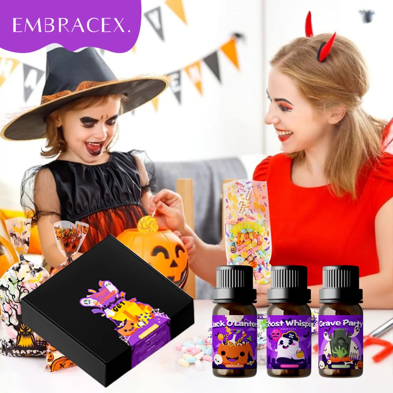 Huile Essentielle 10ml Incantation Sorcière, Huiles Parfumées pour Fabrication de Bougies et Diffuseurs Halloween, FTS Halloween